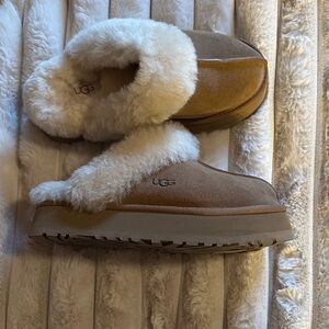 UGG Chestnut and Cream Shearling Slippers